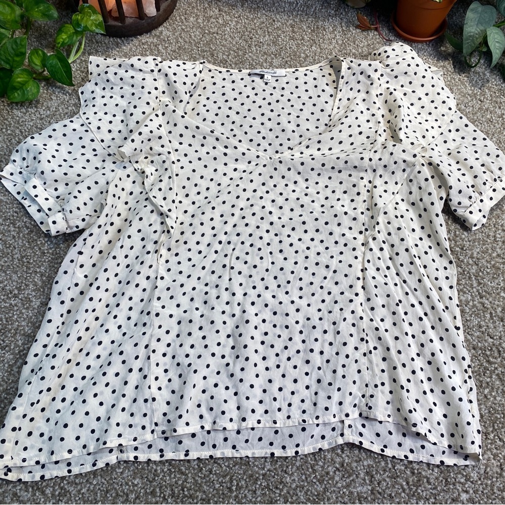 Madewell Silk V-Neck Shoulder-Ruffle Top